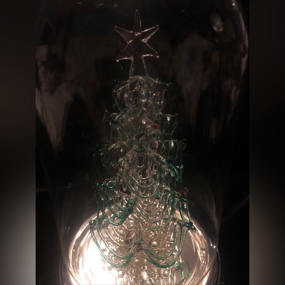 Beautiful Vintage Spun Glass Spinning Christmas Tree Under Dome Wind Up Musical - Picture 4 of 11